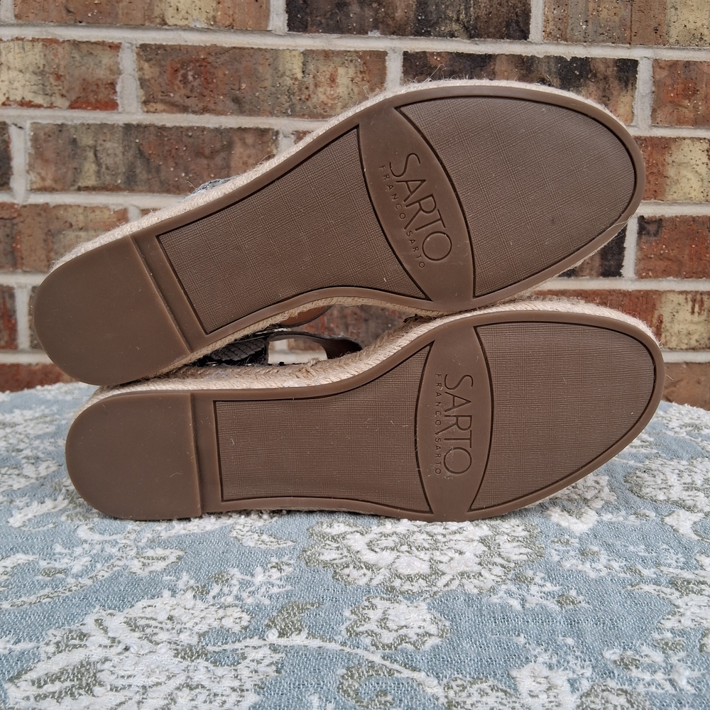 Sarto by Franco Sarto Snakeskin Espadrille Sandals Sz 8 Platform Braided Sole - Picture 9 of 14